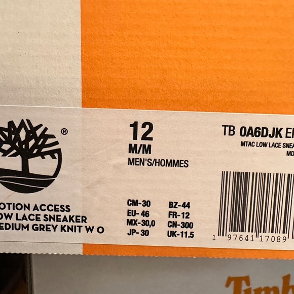 NEW Timberland Motion Access Low Grey knit Size 12 - Picture 5 of 5